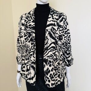 Stylish Black and White Animal Print Women's Jacket Size M